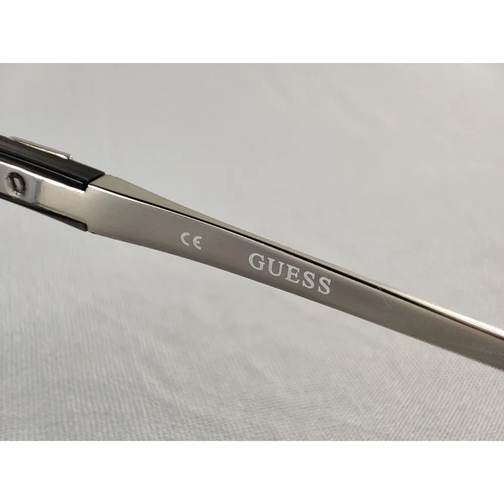 GUESS GU 6812 SI-48F Men's Aviator Sunglasses Silver Blue Tint 62-13-140